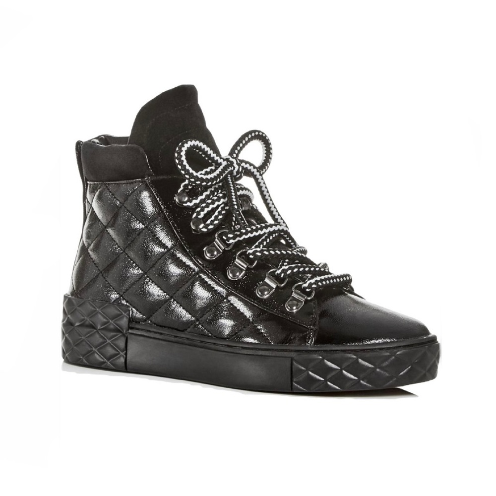 Marc Fisher Dulce Quilted Patent‎ Leather Lace Up High Top Sneakers - Picture 13 of 13